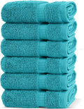 Chakir Turkish Linens 100% Cotton Premium Turkish Towels for Bathroom | 13'' x 13'' (6-Piece Washcloth, Aqua)
