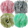 DadyMart Bath Shower Loofah Sponge 60g Bath Mesh Pouf Shower Ball Body Scrubber Exfoliating Bath Sponge for Women and Men, Set of 4, Gold and Grey