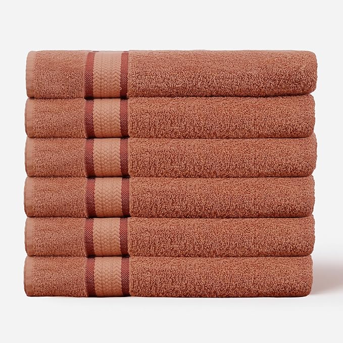 COTTON CRAFT Ultra Soft Hand Towels - 6 Pack Luxury Hand Towels - 100% Cotton Plush Absorbent 580 GSM Large Towel - Quick Dry Durable Machine Washable - Bathroom Kitchen Gym Spa - 16 x 28 - Mocha