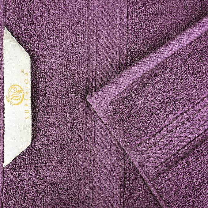 Superior Egyptian Cotton Pile 9 Piece Towel Set, Includes 3 Bath, 3 Hand, 3 Face Towels/Washcloths, Ultra Soft Luxury Towels, Thick Plush Essentials, Guest Bath, Spa, Hotel Bathroom, Plum