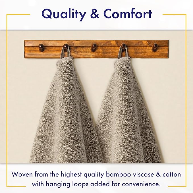 Alusa Home Ultra Soft & Plush Viscose from Bamboo Bath Towels - 700 GSM Luxury Bath Towels - 6 Piece Set - Super Absorbent & Quick Drying (Taupe)