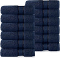 COTTON CRAFT Ultra Soft Washcloths - 12 Pack 100% Cotton Facecloths - Baby Wash Cloths - Absorbent Quick Dry Everyday Luxury Bathroom Kitchen Spa Gym Pool Dorm - Plush 580 GSM - 12x12 - Navy