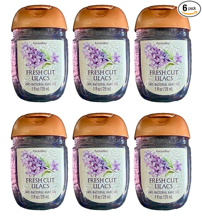 Bath and Body Works Classic and Seasonal Scents Pocketbac Gel Sanitizers - Pack of 6-1 oz each (Fresh Cut Lilacs)