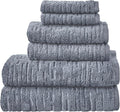 SKL Home CloudSoft 100% Cotton Luxury 6-Piece Towel Set, 600 GSM, Ultra Plush & Absorbent - 2 Bath Towels, 2 Hand Towels, 2 Washcloths, Smoke Blue