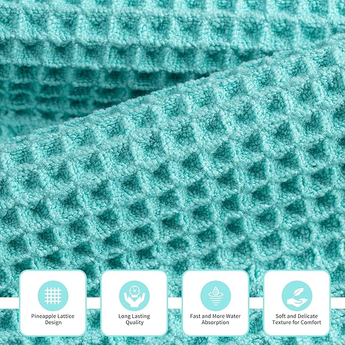 MICROFI Microfiber Waffle Bath Towels, 3 Pieces, Oversized, Soft, Absorbent, Fast Drying, Lint Free, Includes Bath, Face and Hand Towels 430 GSM