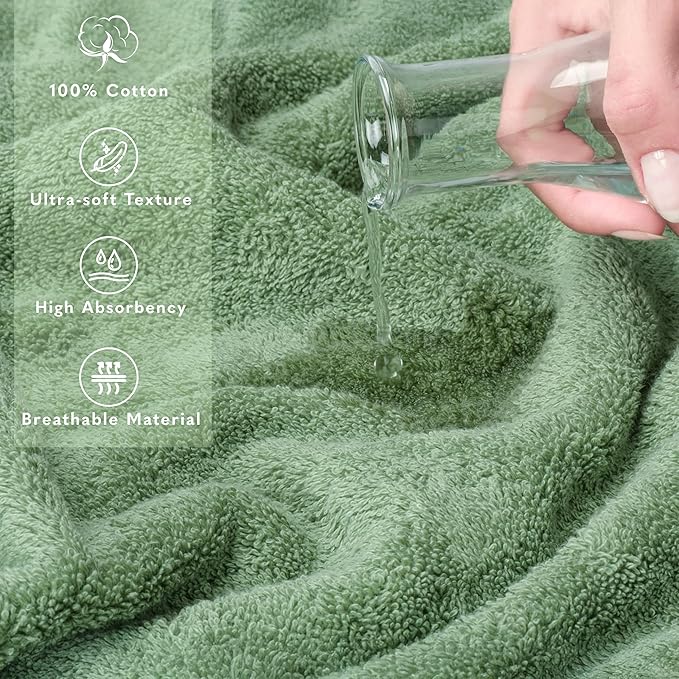American Soft Linen 35x70 Jumbo Large Bath Towel, 600 GSM 100% Cotton Turkish Bath Sheet, Oversized Luxury Bath Towel for Bathroom Beach and Pool, Sage Green