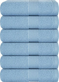 Belizzi Home Ultra Soft 6-Piece Hand Towel Set 16x28-100% Ringspun Cotton - Durable & Highly Absorbent Hand Towels - Ideal for use in Bathroom, Kitchen, Gym, Spa & General Cleaning - Sky Blue