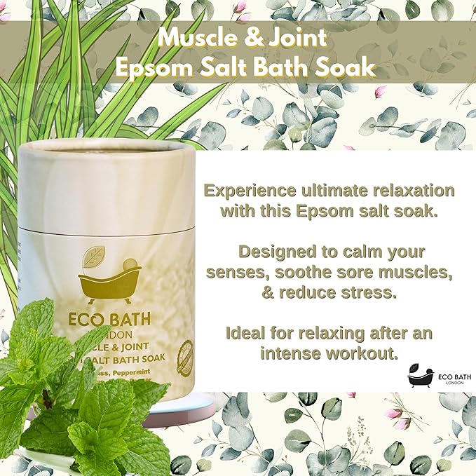 Eco Bath London Muscle and Joint Epsom Salt Bath Soak - Tube 8.8 oz (250 g), Made in UK, Magnesium Bath Salt with Eucalyptus