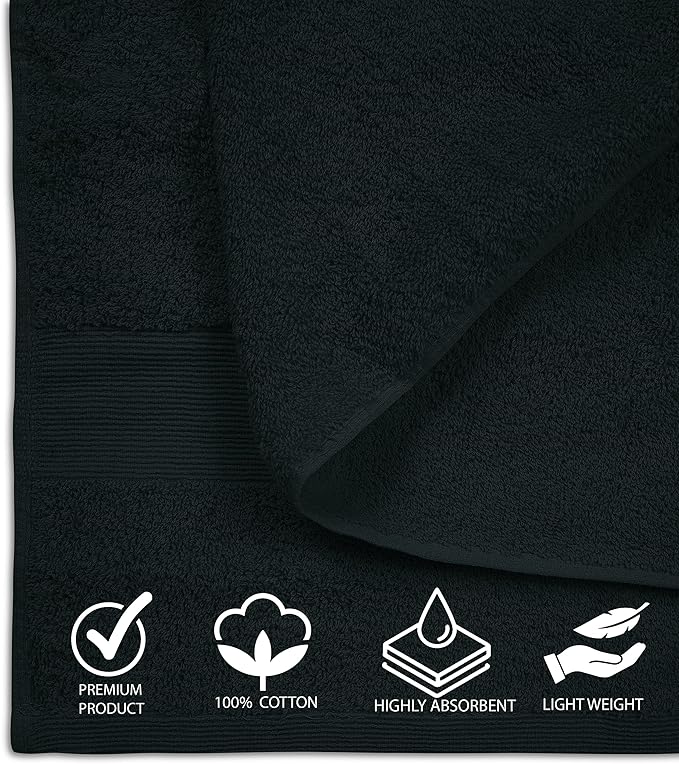 Softolle 100% Cotton Luxury Bath Sheets - Pack of 2 (35" x 70") | Super Soft, Quick-Dry & Highly Absorbent Towels for Bathroom, Home, Spa & Gym (Black)