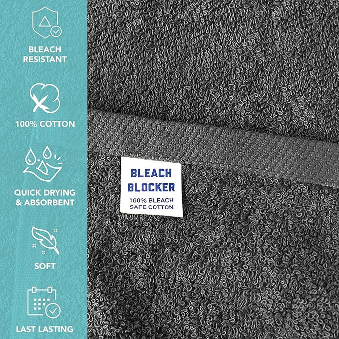 Arkwright Bleach Resistant Salon Towels Bulk - 100% Cotton Hair Towels, Soft, Absorbent, Quick Dry Spa & Barber Towels for Hair Stylist, Nail Salon & Esthetician, 16 x 28, Charcoal (Case of 144)