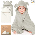 KeaBabies 2-Pack Hooded Baby Towels for Newborn - 30x30 Soft & Absorbent Viscose from Bamboo Baby Bath Towels with Hood for Infant, Toddler,Kids,Boys Girls,Newborn Bath Essentials (Graphite, Petite)