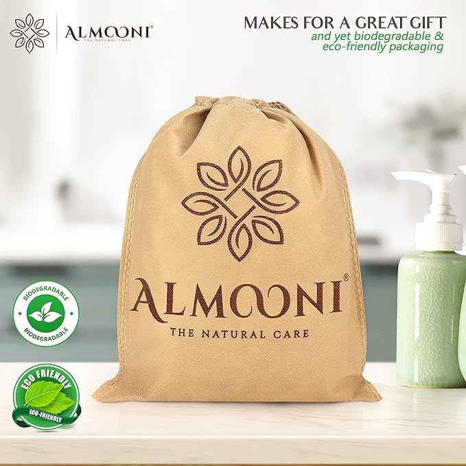 Almooni Egyptian Loofah Gloves for Women & Men, Real Natural Egyptian Loofah Mittens with Terry Cloth, Premium Exfoliating Mitt for Body Cleansing, 2-Pack
