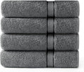 COTTON CRAFT - 4 Pack -Ultra Soft Oversized Extra Large Bath Towels 30x54 Charcoal- 100% Pure Ringspun Cotton - Luxurious Rayon Trim - Ideal for Daily Use - Each Towel Weighs 22 Ounces