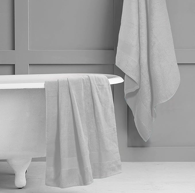 Belizzi Home Premium Cotton Oversized 2 Pack Bath Sheet 35x70-100% Pure Cotton - Ideal for Everyday use - Ultra Soft & Highly Absorbent - Machine Washable - Light Grey