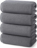 ecolook Bath Towels Set of 4,100% Cotton,27 x 55 Inches,Quick-Drying & Absorbent,Soft,Lightweight Towels for Bathroom,Shower,Spa, Gym & Hotel,Gray Purple