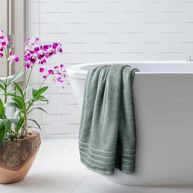 Avalon Towels Bath Towels Set of 4, Size 30 x 60 Inches - 60% Cotton, 40% Viscose Made from Bamboo, Soft and Absorbent, Quick Drying, Lightweight, Perfect for Daily Use
