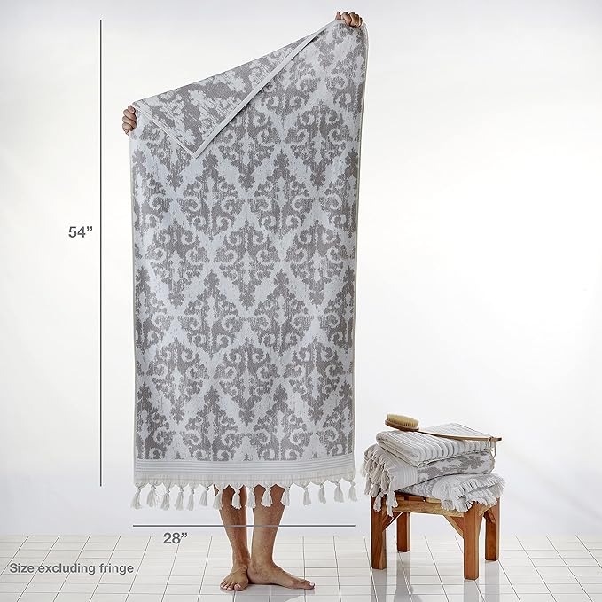 SKL Home Mirage Fringe 100% Turkish Cotton Bath Towel, Taupe 54.00" x 28.00"