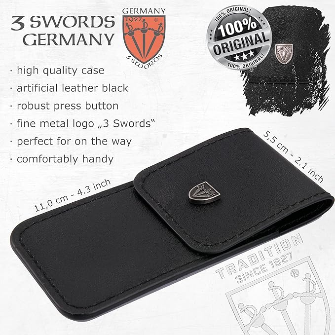 3 Swords Germany – Brand Quality fingernail & toenail Clipper, Manicure, Pedicure Nail Care by with Metal Nail File and case, Silver Color Edition