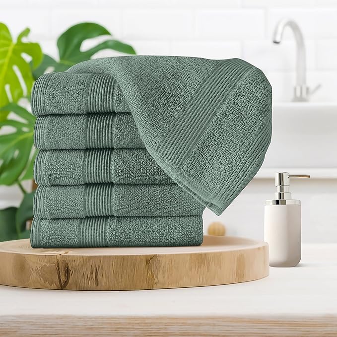 Belizzi Home Ultra Soft 6-Piece Hand Towel Set 16x28-100% Ringspun Cotton - Durable & Highly Absorbent Hand Towels - Ideal for use in Bathroom, Kitchen, Gym, Spa & General Cleaning - Jade
