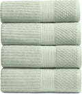 Springtree Home 100% Cotton Bath Towel Set of 4 | Super Soft & Absorbent with Quick-Dry Fibers | 4 Bath Towels | Textured and Durable Cotton | Krista Collection - Eucalyptus