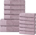 Superior Honeycomb 100% Cotton 500 GSM 12 Piece Bath Towel Set, 6 Washcloths, 4 Hand, 2 Bath Towels, Ideal for Bathroom, Kitchen or Beach, Quick Dry, Jacquard and Solid, Mid-Weight, Sea Fog