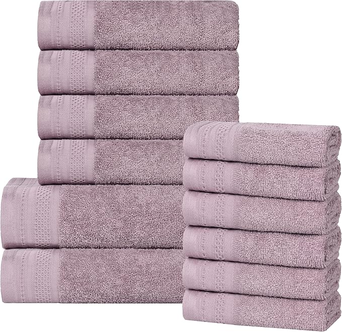 Superior Honeycomb 100% Cotton 500 GSM 12 Piece Bath Towel Set, 6 Washcloths, 4 Hand, 2 Bath Towels, Ideal for Bathroom, Kitchen or Beach, Quick Dry, Jacquard and Solid, Mid-Weight, Sea Fog