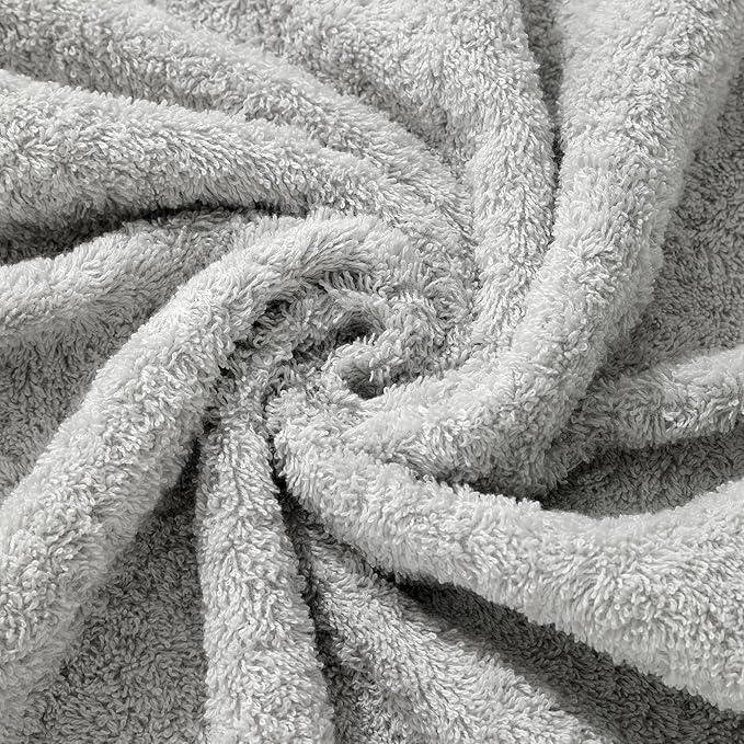 Aibaser Towels - Premium 100% Cotton Bath Towels Set (27 x 54 inches), Lightweight and High Absorbency Quick Drying (Light Grey)