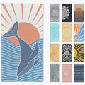 FESHKA Sand Free Turkish Beach Towel (37 x 67) Quick Dry Bath Towel, Oversized Beach Blanket, Lightweight for Travel - Made with 100% Organic Turkish Cotton - Happy Whale