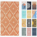 FESHKA Sand Proof Turkish Beach Towel – Oversized, Quick Dry & Lightweight Travel Towel - 100% Organic Cotton Beach Blanket - Perfect for Bath, Pool & Picnic | Damask (Rust/Beige)