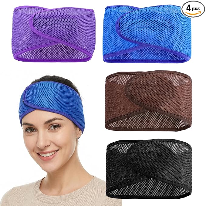 4 Pcs Mesh Hair Wraps for Black Women, Thicker Soft Head Wraps for Black Women Mesh Makeup Headbands Adjustable Stretchable Wrap Cap for Womens Long Short Hairs Sleeping Hair Scarf Cap Spa Headbands