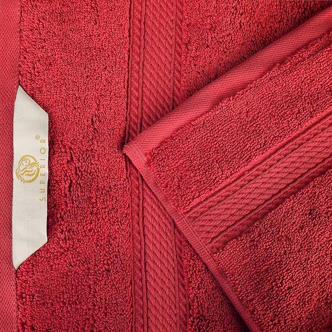 SUPERIOR Egyptian Cotton Pile Bath Sheet Set of 2, Ultra Soft Luxury Towels, Thick Plush Essentials, Absorbent Heavyweight, Guest Bath, Hotel, Spa, Home Bathroom, Shower Basics, Red