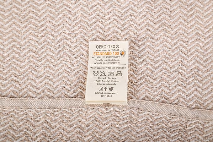 Bersuse 100% Cotton Aspendos XL Throw Blanket for Couch - 100% Cotton Lightweight Durable Throw Blanket, Big Blanket for Sensitive Skin, Decorative and Versatile - 60x90 Inches, Black-Grey-Beige