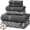 Modern Threads Botanical Vine 6-Piece 100% Cotton Towel Set – Reversible Yarn Dyed Jacquard – Includes 2 Bath Towels, 2 Hand Towels, 2 Washcloths – Absorbent, Quick Dry, Soft & Durable – Gray