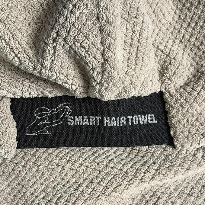 Smart Hair Towel™ – Slim Shape Microfiber Hair Wrap with Patented Elastic Band – Super Absorbent, Lightweight, Firm Fit – for Wet & Dry Hair (Natural Taupe, Large)