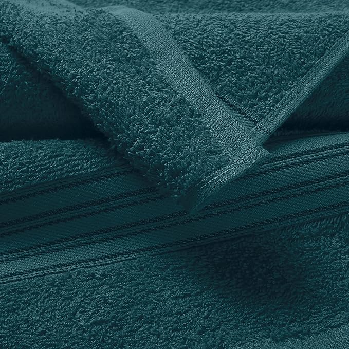 BOUTIQUO 100% Cotton 2 Pack Bath Towel Set 28x55 inches, Eco-Friendly Large Bath Towels, Compact Quickdry Lightweight Soft & Highly Absorbent Bath Towel, Ideal for Everyday Gym Travel Camp Pool - Teal