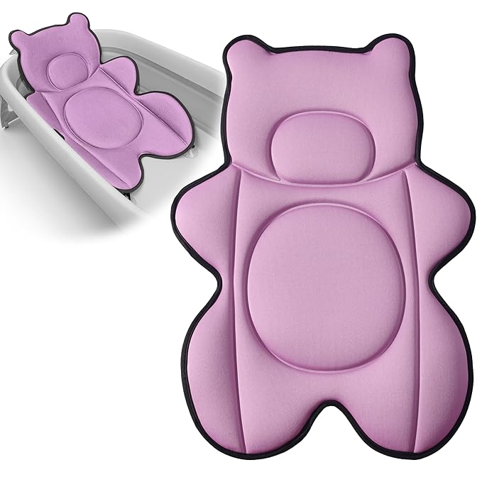 Infant Baby Bath Cushion,Fits Inside Most Baby Bathtubs, Breathable Soft Baby Bath Support Seat,Baby Bath Pad Bath Pillow for Bathtub,Newborn Bath Mat with 4 Suction Cups (Pink)
