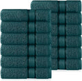 Cotton Craft Ultra Soft 12 Pack Wash Cloths 12x12 Teal Weighs 2 Ounces Each - 100% Pure Ringspun Cotton - Luxurious Rayon Trim - Ideal for Everyday use - Easy Care Machine wash