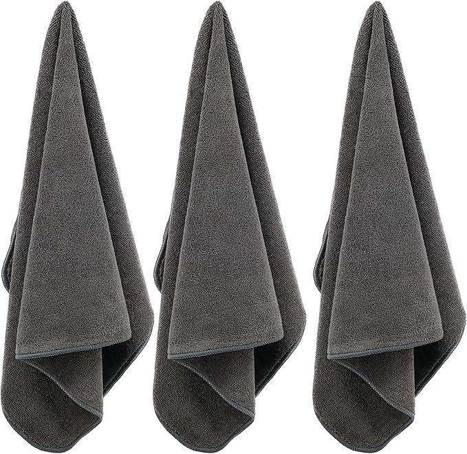 POLYTE Professional Quick Dry Lint Free Microfiber Hair Drying Salon Towel, 16 x 29 in, 8 Pack (Dark Gray)