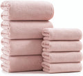 sakano Microfiber Bath Towel Set Ultra Soft Absorbent Speedy Drying Fade Resistant, 4 Bath Towels and 4 Hand Towels, Perfect for Family Bathroom, Gym, and Spa Use - Pink