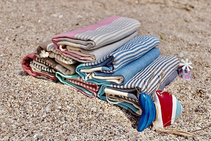 Turkish Beach Towel Peshtemal Blanket - %100 Cotton Pestemal Towel for Bath, Gym, Pool, Spa and Sauna, Set of 6 by Ali