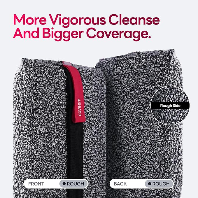Caveem Exfoliating Body Scrubber, Rough Exfoliation Body Exfoliator Sponge for Remove Dead Skin, Body Exfoliating Sponges, Bath and Body Exfoliate Buffer, Mens and Womens Sponge for Shower (2 Pack)
