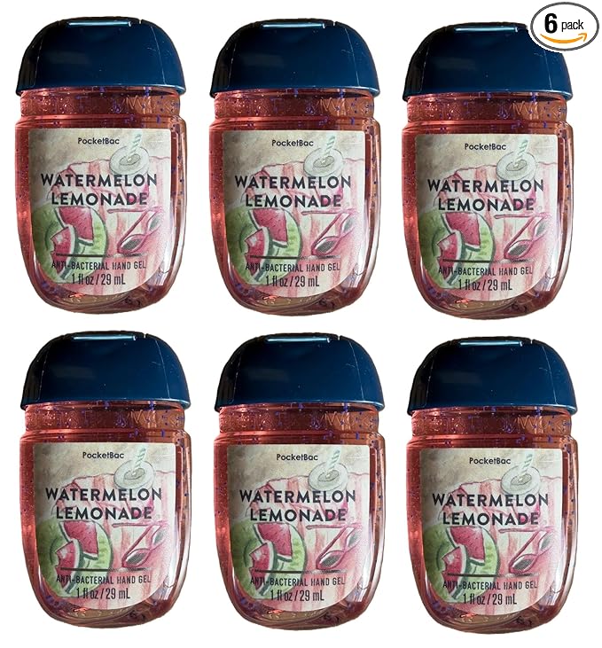 Bath and Body Works Classic and Seasonal Scents Pocketbac Gel Sanitizers - Pack of 6-1 oz each (Watermelon Lemonade)