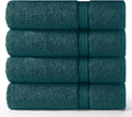 Cotton Craft Ultra Soft 4 Pack Oversized Extra Large Bath Towels 30x54 Teal Weighs 22 Ounces - 100% Pure Ringspun Cotton - Luxurious Rayon Trim - Ideal for Everyday use - Easy Care Machine wash