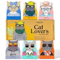 Thoughtfully Gourmet Cat Lover's Tea Gift Set: Includes 24 Teas in 6 Flavors with Stylish Cat Art and Fun Quotes for Cat Moms and Dads, Set of 24