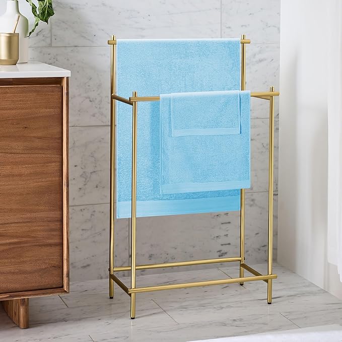 Ultra Soft 3 Pack Cotton Towel Set, Contains a Bath Towels 28x55 inch, a Hand Towels 16x24 inch & a Wash Coths 12x12 inch, Ideal Everyday use, Compact & Lightweight - Sky Blue, Medium