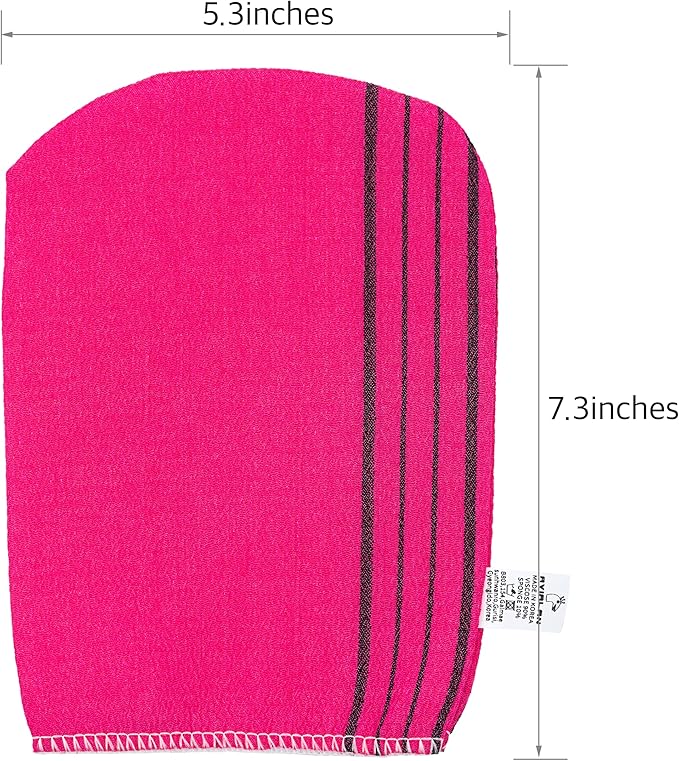 Exfoliating Glove loofah Korean Skin Care face Lip Body Scrub Body wash Dry Brushing Body Brush Bath Towels Foot Back Scrubber scrubbing Bathing Sponge Remover Gloves (Red)