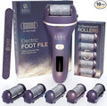 Essy Electric Foot File Hard Skin Remover with 5 Replacement Rollers Foot File Electric Pedicure Sets Cutters Accessories for Dry Dead Hard Skin Feet Callus Remover for Feet Care Exfoliator (Purple)
