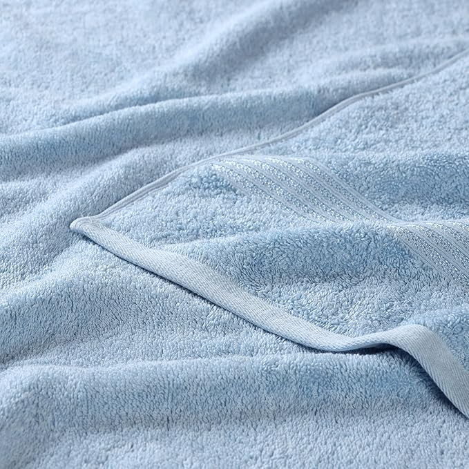 Superior Egyptian Cotton 12-Piece Towel Set, Assorted Towels for Home Bathroom, Guest Bath Decor Essentials, Includes 4 Bath, 4 Hand, 4 Face Towels/Washcloths, Quick Dry, Absorbent - Light Blue