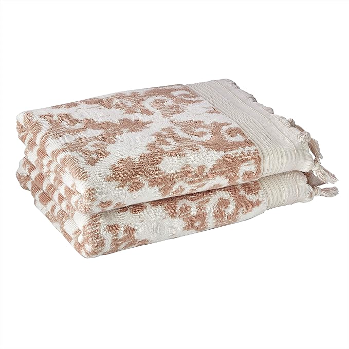 SKL Home Mirage Fringe 100% Turkish Cotton Bath Towel, Blush