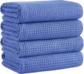 Microfiber Waffle Bath Towels, 4 Pieces, Soft, Absorbent, Fast Drying, Lint Free 430 GSM (Dark Blue)